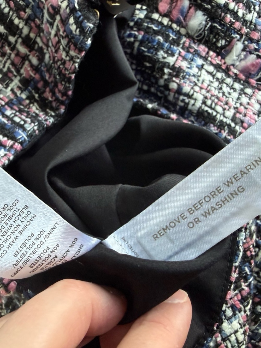 LOFT Black Tweed Mini Skirt with Pink & Navy Accents - Picture 7 of 10
